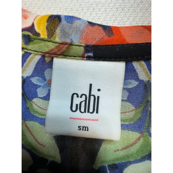 Cabi Womens Amour Sheer Tunic Blouse Size S Black Floral Button-Up Boho Casual - Picture 3 of 16